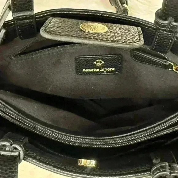 Nanette Lapore Black Leather Pebble Bag Purse Crossbody - Picture 8 of 9